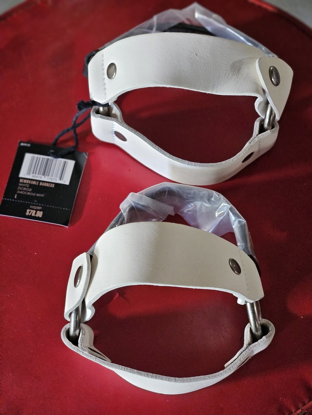 Frye White Leather Removable Boot Harness. Size Large